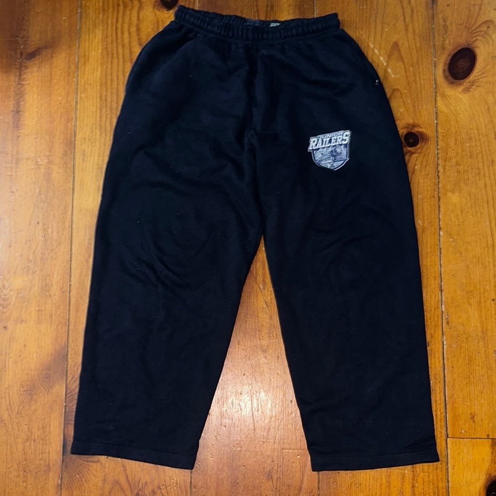 Blue Sweatpants with Elastic Waistband and Graphic Patch
